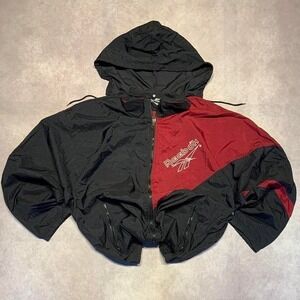 Vintage Reebok Logo Maroon/Black Windbreaker Hooded Jacket Iconic